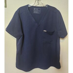Figs Scrub Top Women's Size XXL Petite‎ Navy Blue Technical Medical Pocket